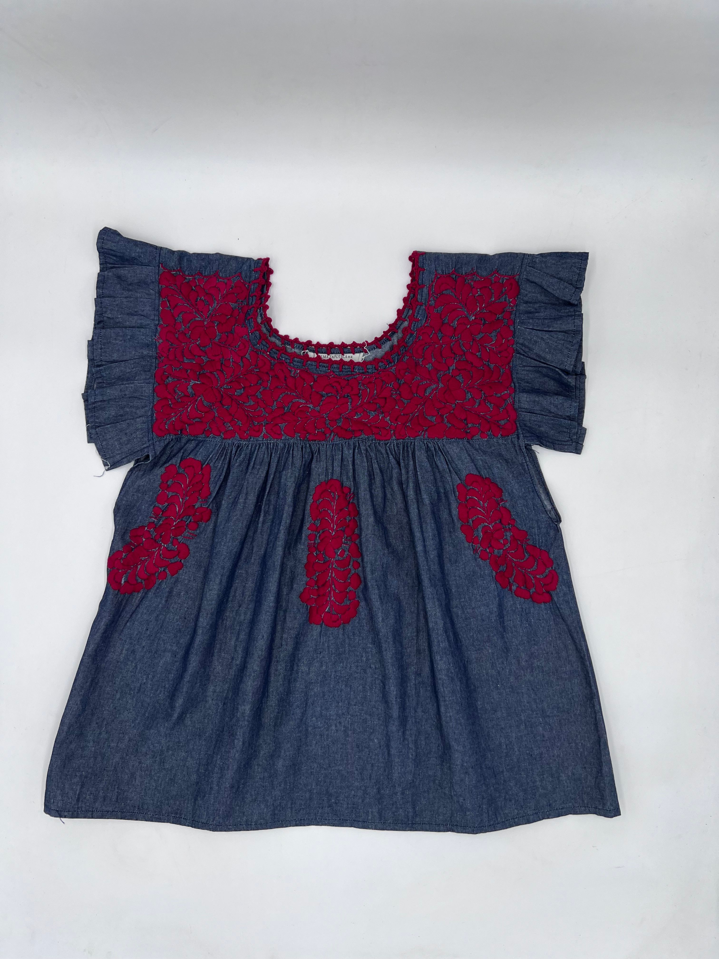 Blusa Mariposa Azul Mezclilla Con Vino